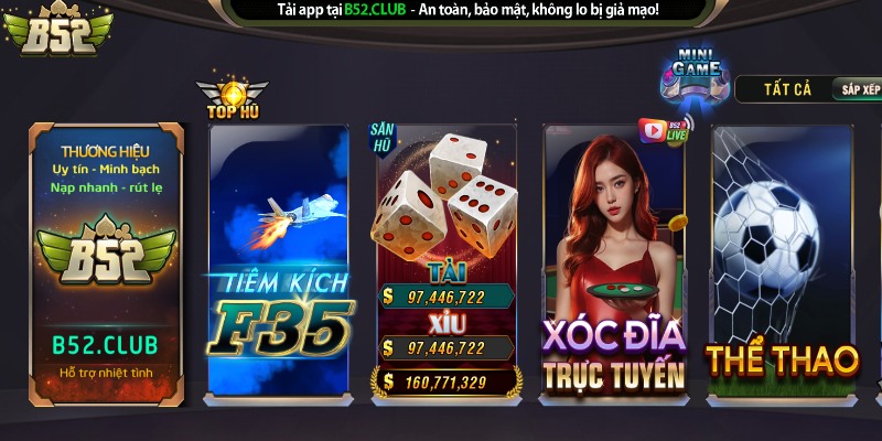 Những trò chơi tại cổng game B52 